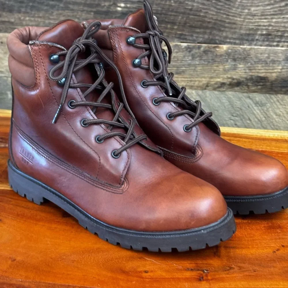 Trader Bay Brown Leather Boots Durable Workwear
